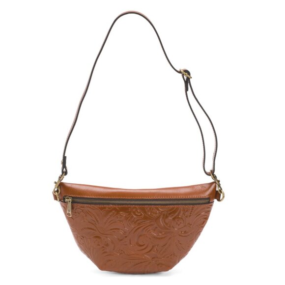 PATRICIA NASH Florence Tan Leather Tooled Tinchi Belt Bag - Picture 1 of 2